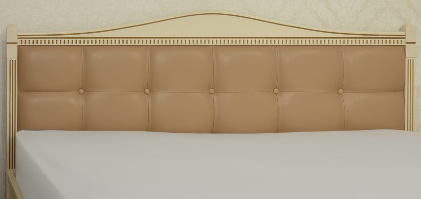 Кровать Прованс с патиной, фрезеровкой, мягкой спинкой и подъёмным механизмом Квадраты